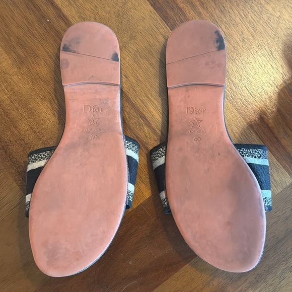 Dior Dway Slide Deep Blue Embroidered Cotton Size 40 - Picture 3 of 4